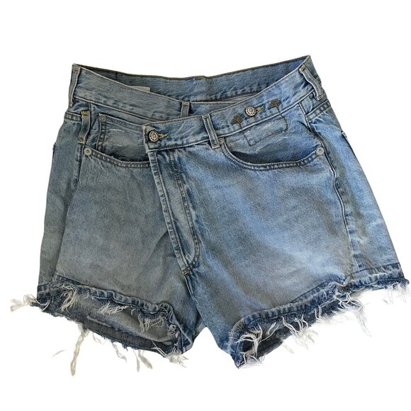 R13 Womens Distressed Denim Cutoff Shorts Size 28 Made In Italy - Picture 1 of 9